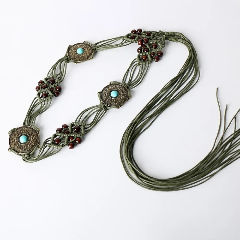 

Модный богемный универсальный тканый пояс, аксессуары, богемное украшение на талию, юбка с поясом в этническом стиле