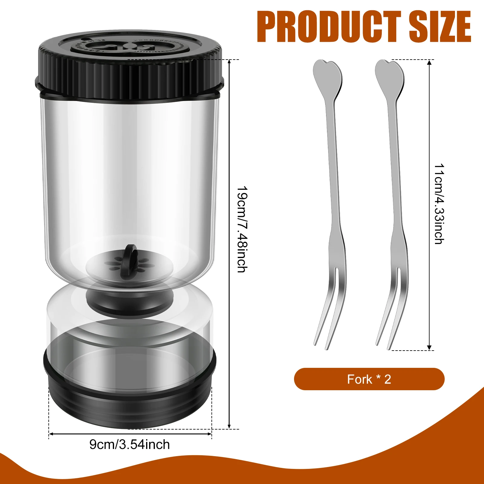 Glass Pickle Jar Wet and Dry Dispenser with Fork Seal Pickle Olive Hourglass Jar Food Storage Kimchi Container Kitchen Gadgets