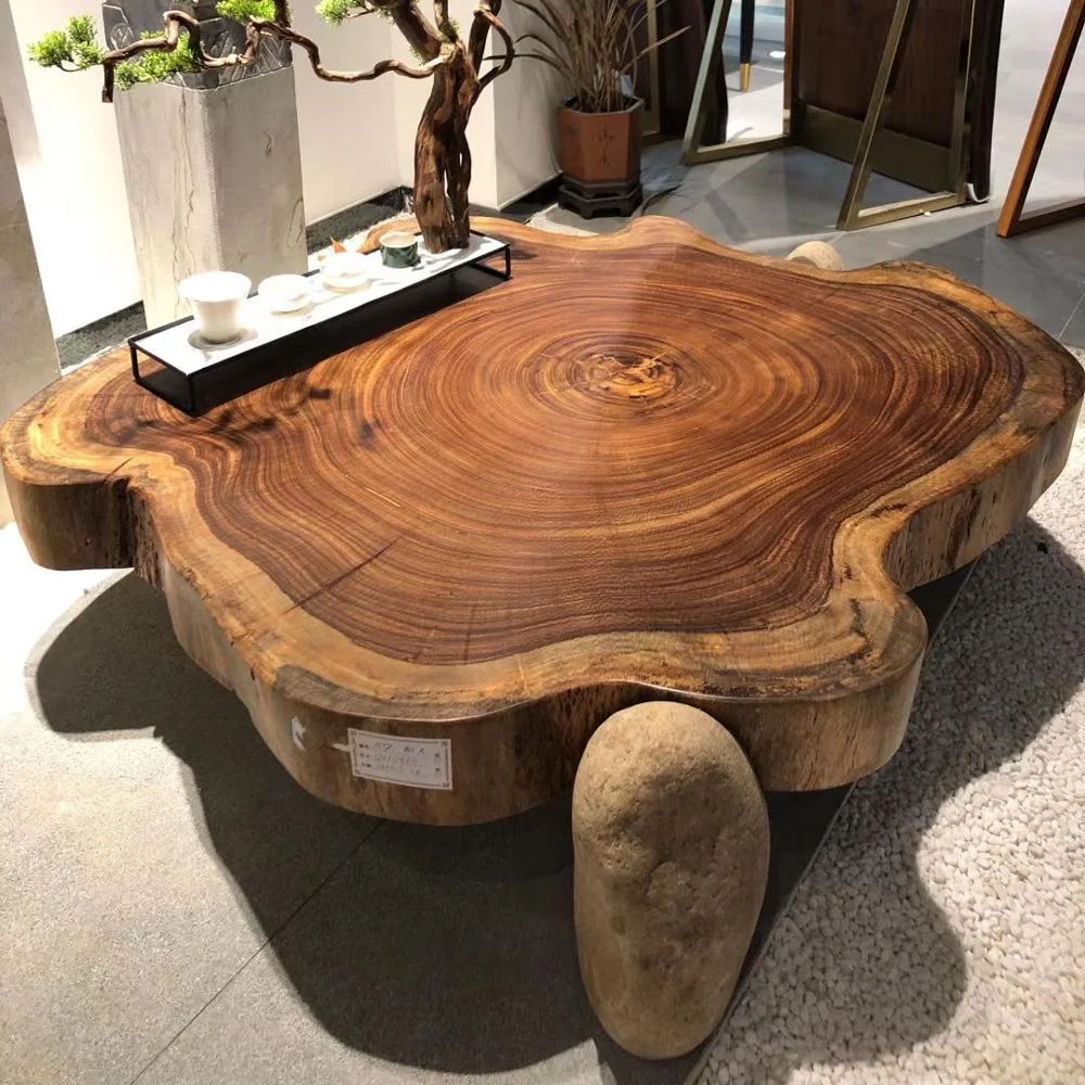 High quality American Style Live Edge table Antique Living Room Epoxy resin slab Wooden Coffee Table