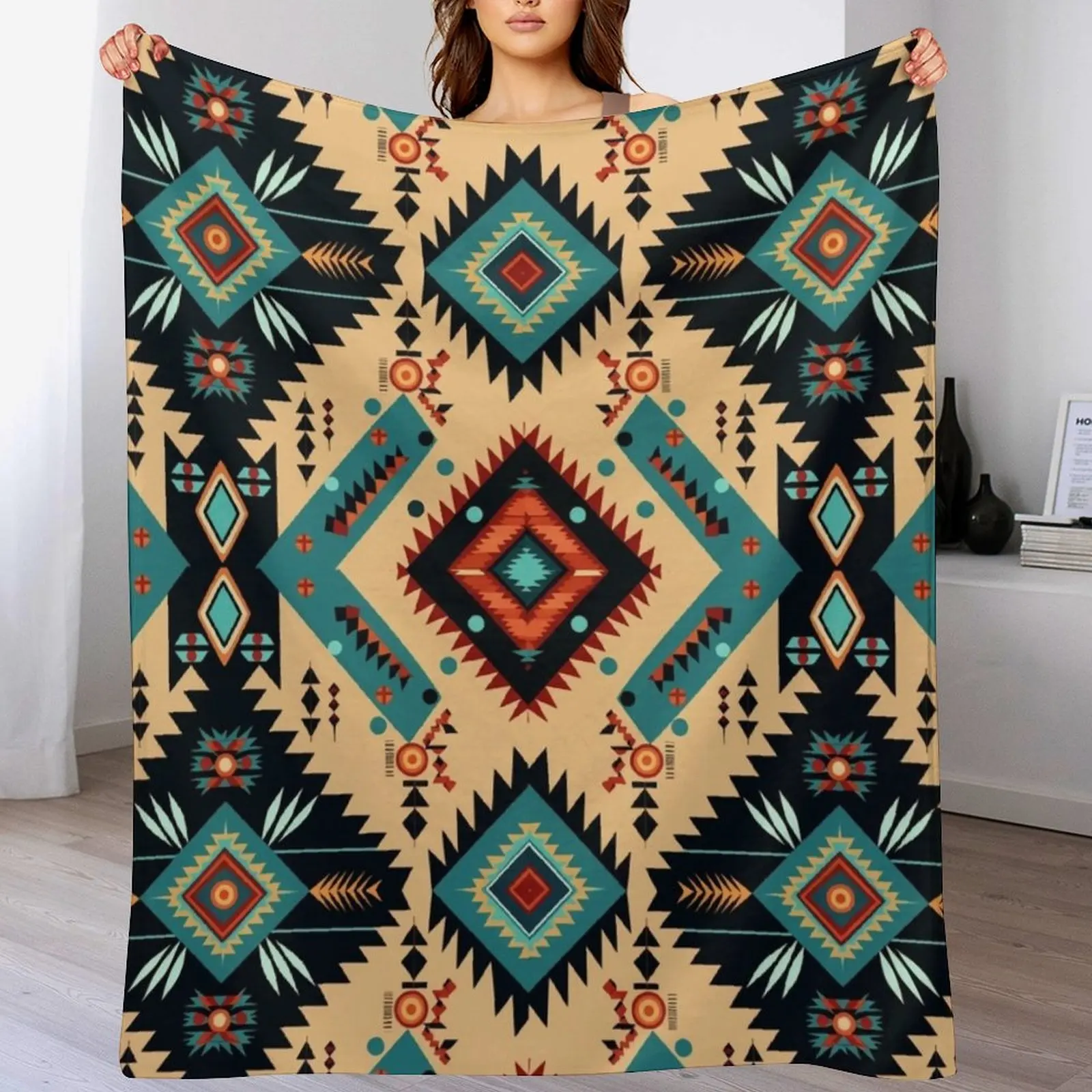 Indigenous Cherokee Nation Pattern Throw Blanket Soft Warm Blanket Gift for Grandparents