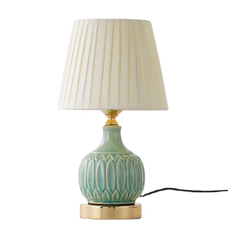 For Touch American ceramic desk lamp bedroom bedside lamp dimming ins lamp