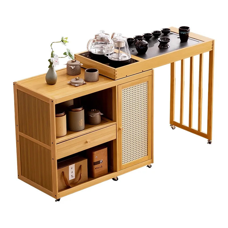 

Mobile small tea table tea cabinet household balcony tea table integrated coffee table drinking