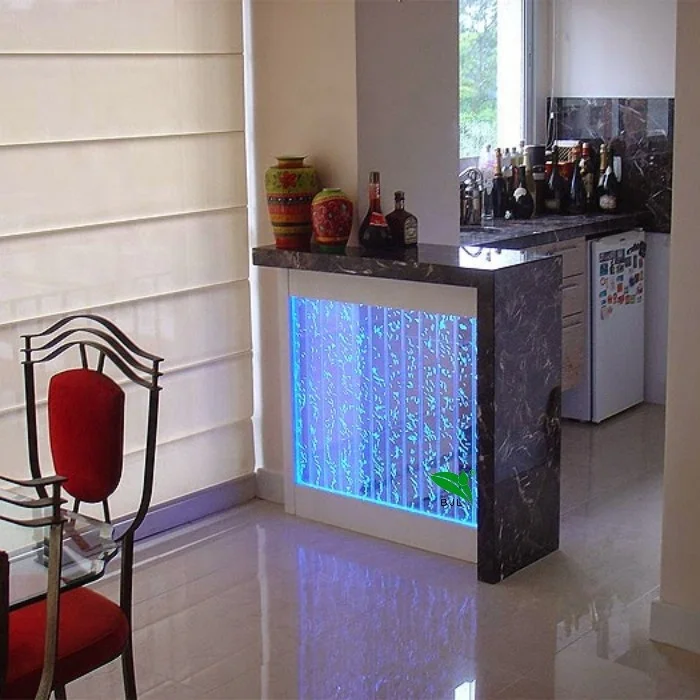 Parete con pannello a bolle per fontana d'acqua danzante in acrilico da pavimento con luce a led multi colori