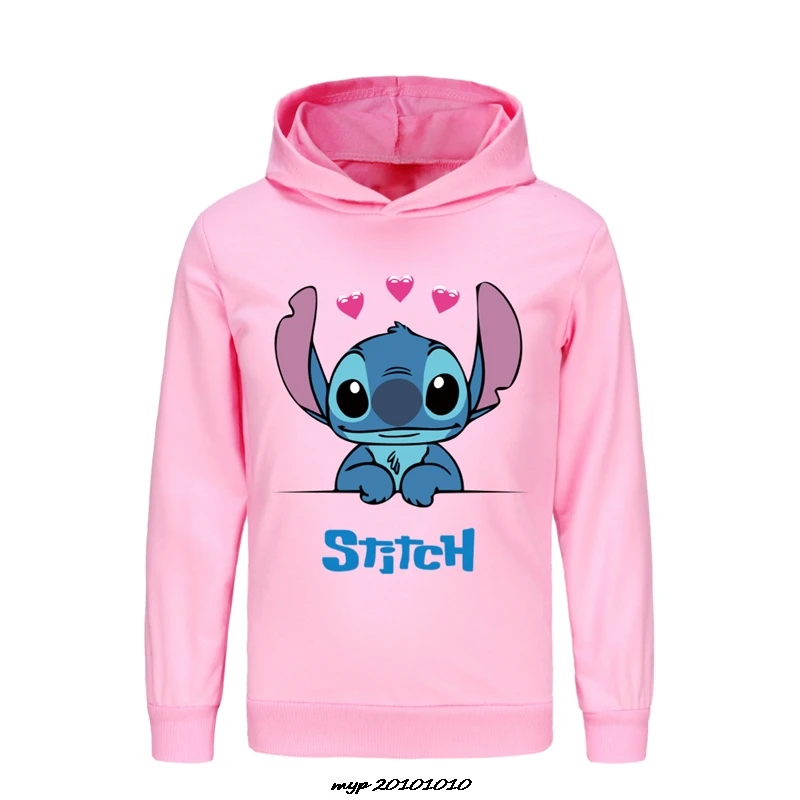 Hot Lilo And Stitch Hoodies Tees Cotton Boys Spring Clothes Shirts Teenage Girls Anime Cosplay T-Shirt Little Kids Hooded Tops