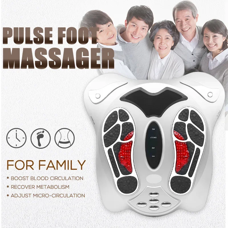 Far Infrared Electric Foot Massager Pressure Points Foot Massage Machine Reflexology Feet Care Body Slimming Belt 8 EMS Pads