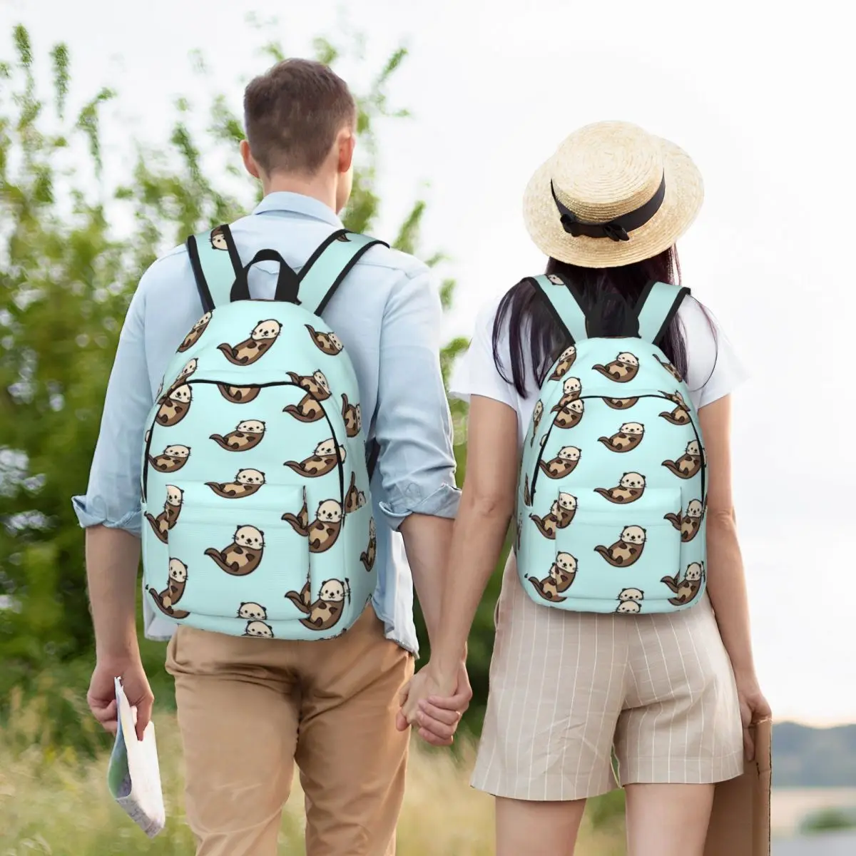 Mochila Kawaii de nutrias marinas para hombres y mujeres, morral de hombro para estudiantes, senderismo, viaje, universidad, al aire libre