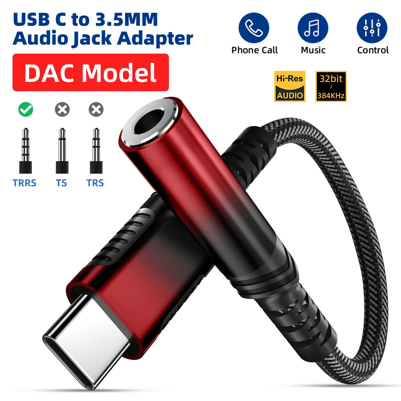 USB C to 3.5mm Adapter Type C to Aux Audio Dongle Cable Cord Headphone Jack Adapter for iPad Pro Samsung S25 S24 Google Pixel 9
