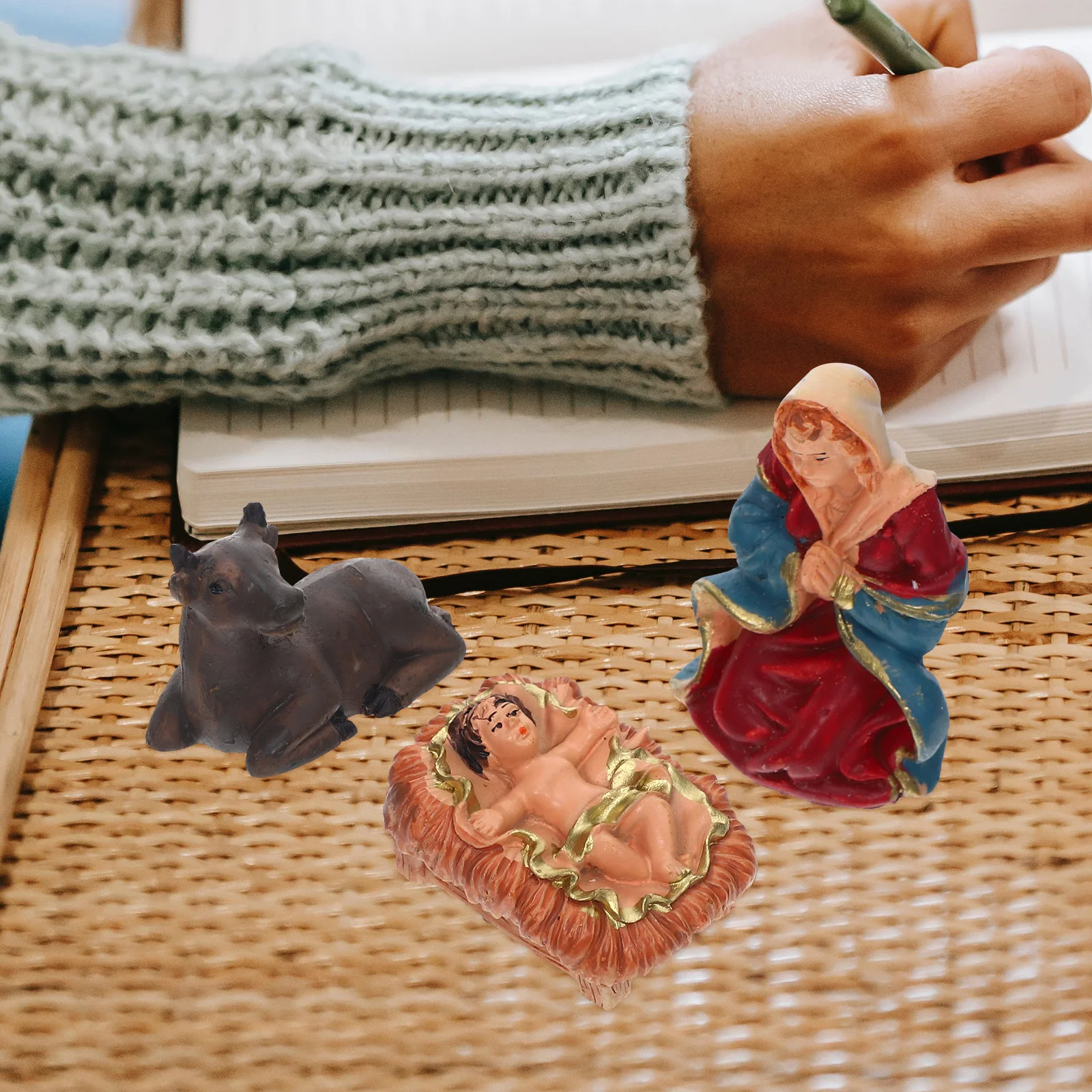 

Set Nativity Ornaments Christmas Decorations Figures Resin Figurines Miniature Scene