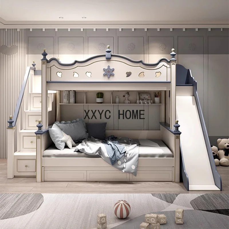 Luxury Bunk Children Beds Bedroom Girl Modern Children Beds Storage Wooden Camas Infantiles Kids Bed Set Furniture BL50CB