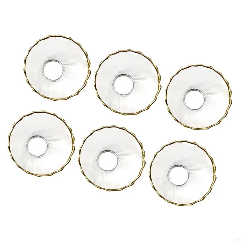 Packung mit 6 eleganten goldbesetzten Glas-Bobeches für Kerzenständer, Kerzenwachs-Fänger, Ringe für Heimdekorationen und Tisch – Detail 7