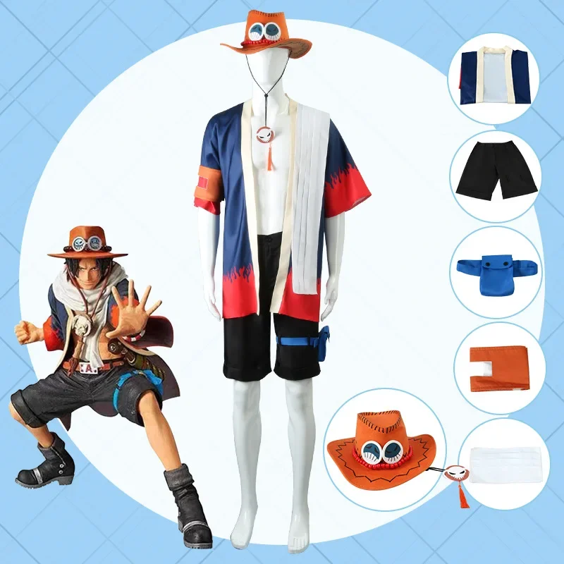 Anime Portgas D ZanCosplay Costume pour adultes, ensembles de kimono de jeu, chapeau d'Halloween, vêtements de performance