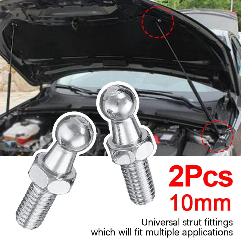 2Pcs Universal M8 Ball Stud Bolt Wheel Threaded Bolts Welding 10mm Articulated Anchor Bolt Hood Bracket Fasterners Nuts & Bolt