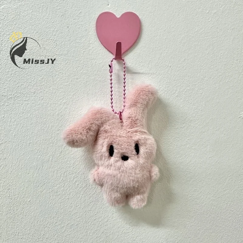 Porte-clés en peluche de dessin animé pour enfants, lapin rose, beurre, doux, mignon, sac à dos, clé de voiture, porte-clés, pendentif, ornements, cadeau pour filles