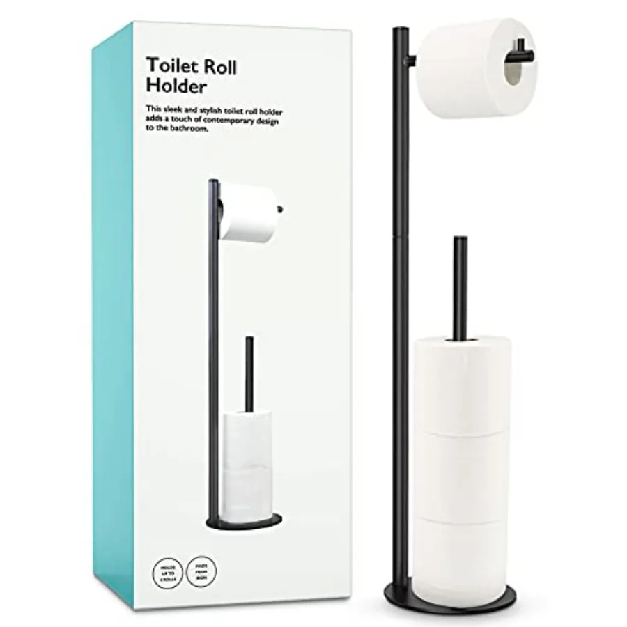 

Toilet Paper Holder Stand Bathroom Toilet Paper Roll Holder Stand with Reserve Standing Toilet Paper Holder with Storage