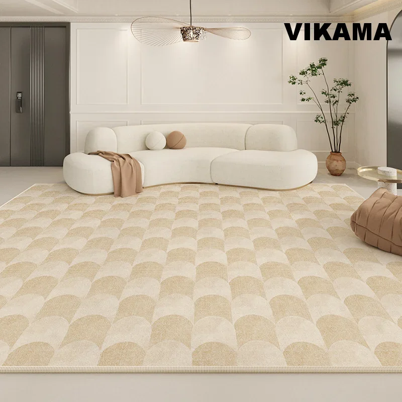 VIKAMA  2024 new waterproof washable wipeable rugs Crystal pile cream style carpet living room light luxury premium