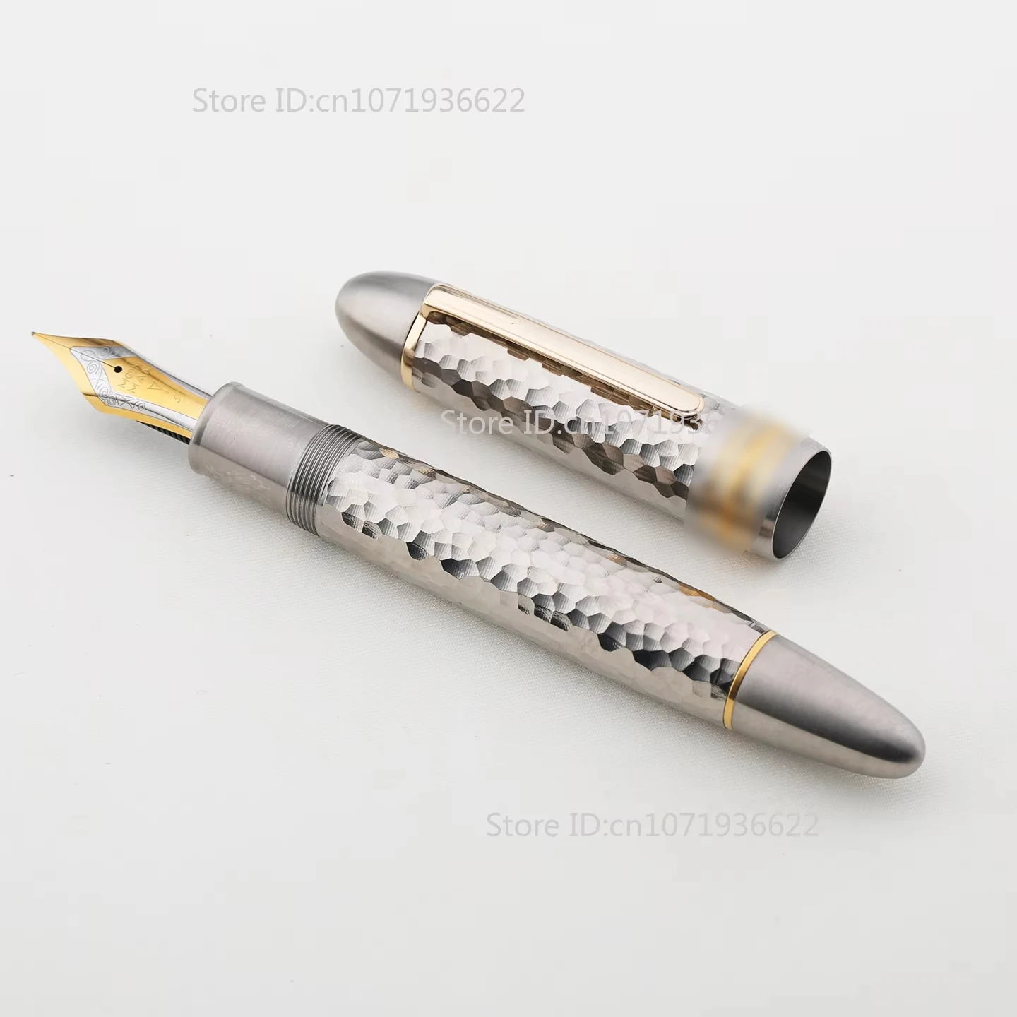 

Ornate MAJOHN Ti-P141 NO.8 F Nib Titanium Alloy Piston Fountain Pen Metal Hammer Pattern Version Fountain Pen Writing Gift Pen