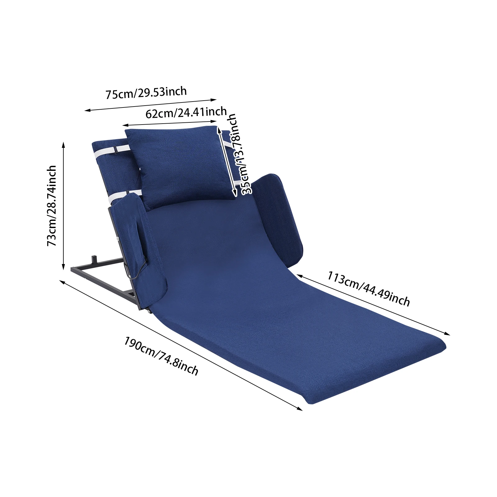 Sandaran Elektrik Biru 600W dengan Sandaran Tangan, Sandaran Elektrik untuk Lansia, Pasien, Ibu Hamil