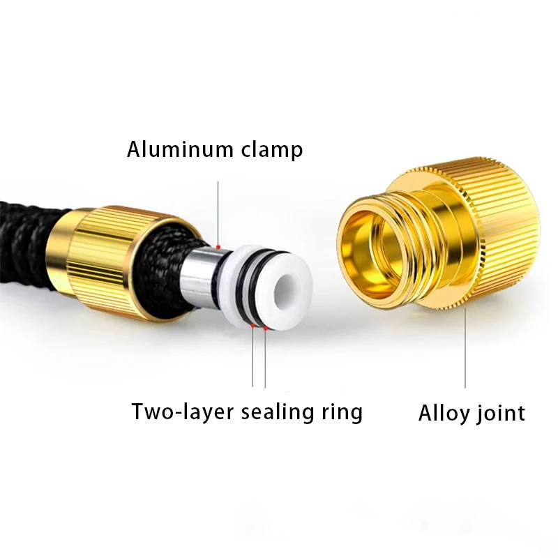 Expandable Garden Hose,Flexible Garden Water Hose, Portable Patio Hose with Solid Brass Fittings and Double Latex