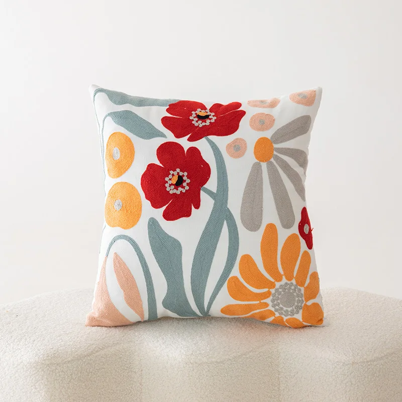 

Nordic Floral Cushion Cover 2D Peach Skin Pillow Case Flower Daisy Tulip Decorative Throw Pillows Sofa Home Decor Living Room