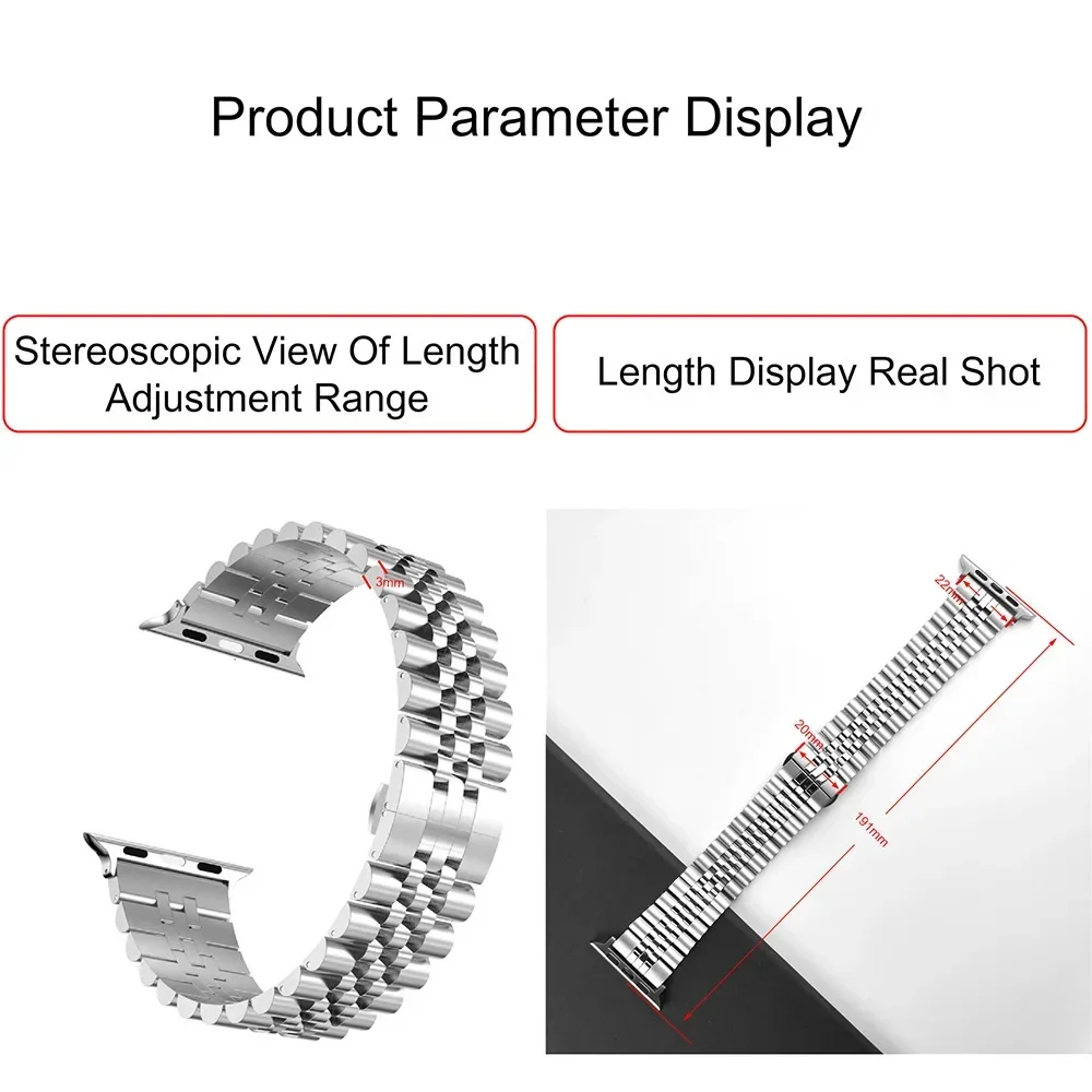 For IWatch Ultra 2 49mm 45mm 44mm 42mm 41mm 40mm 38mm Stainless Steel Metal Watch Strap For Apple Watch Series 9/8/7/6/5/4/3/SE image 5