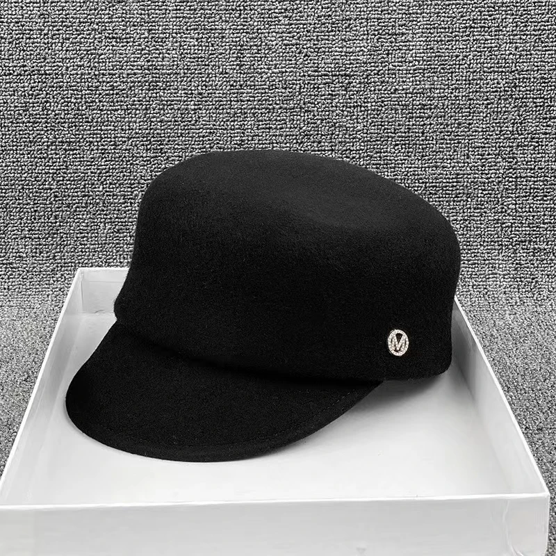 laotou chic dropshipping winter wool felt japan m letter street visors cap men women leisure Equestrian hat