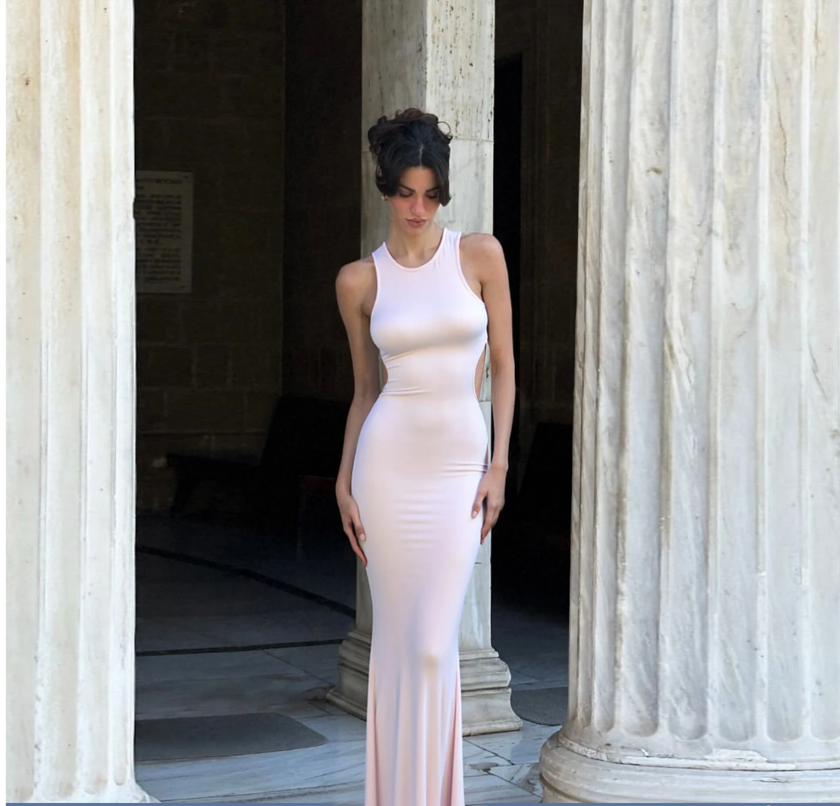 WhereMery Elegante Sexy Oansatz Ärmel Bodycon Backless Solide Maxi Kleid Y2K Herbst Neue Mode Hochzeit Gast frauen Kleider