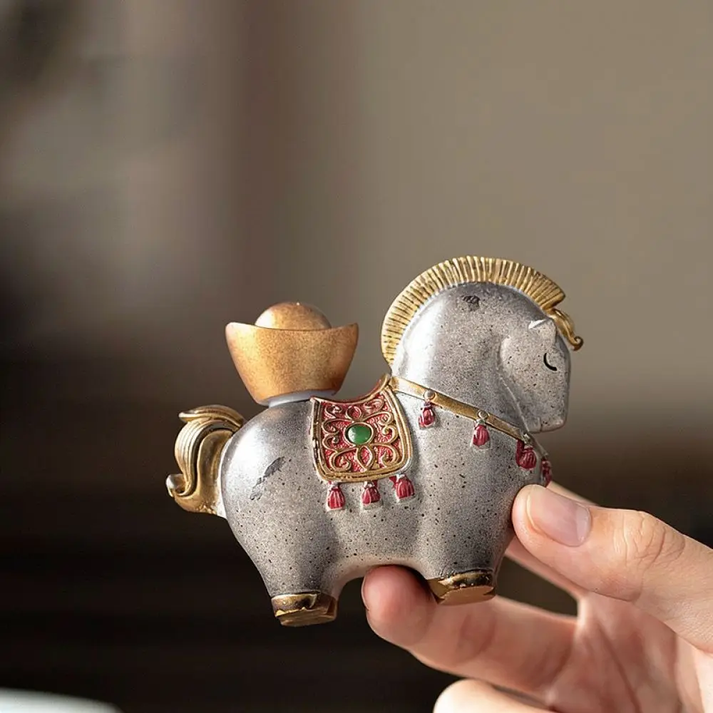 Color Changing Tang Horse Tea Pet Figurine Chinese Traditional Wealth And Fortune Craft Resin Statue Tea Tray Decor