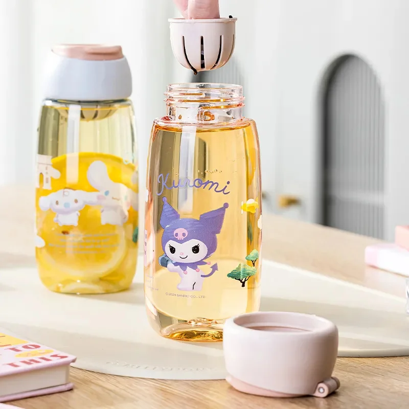 MINISO Senrio Hello Kitty 460ML Water Bottle Cute Kawaii Children Cup With Tea Strainer Cartoon My Melody Portable Drinking Cup