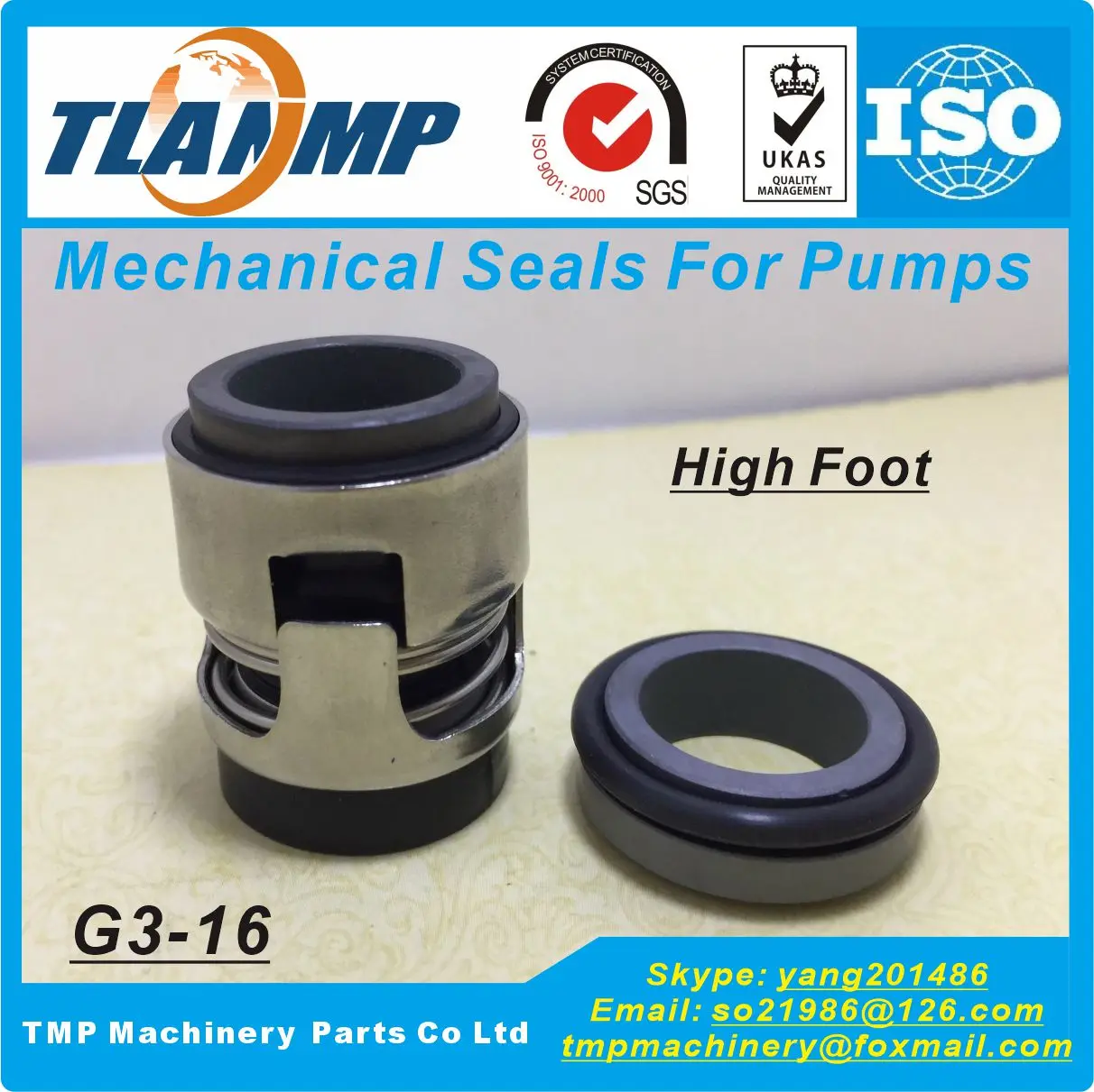 G3-16 , G03-16 , G3-16H , G3-16L ,CHI-16 (High/Low Foot) Mechanical Seals Shaft 16mm For CH,CHI,CHE,CRK,SPK,TP Pumps P/N 425763