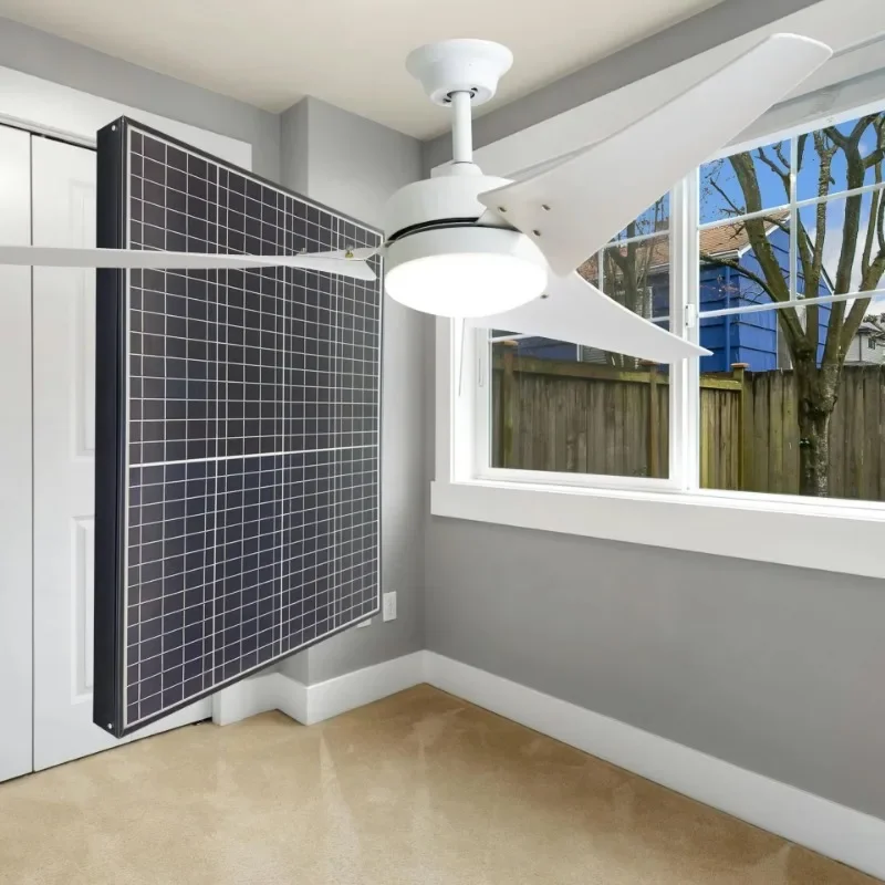 

120W Solar Commercial DC Ceiling Fan with LED Panel Light Exhaust Cooling Ventilation