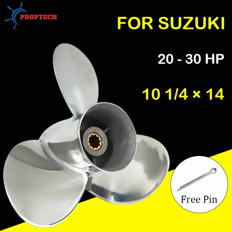 

Outboard Propeller For Suzuki 20-30hp 10 1/4*14 Boat Motor Stainless Steel 3 Blade 10 Spline Ship Marine Engine Part