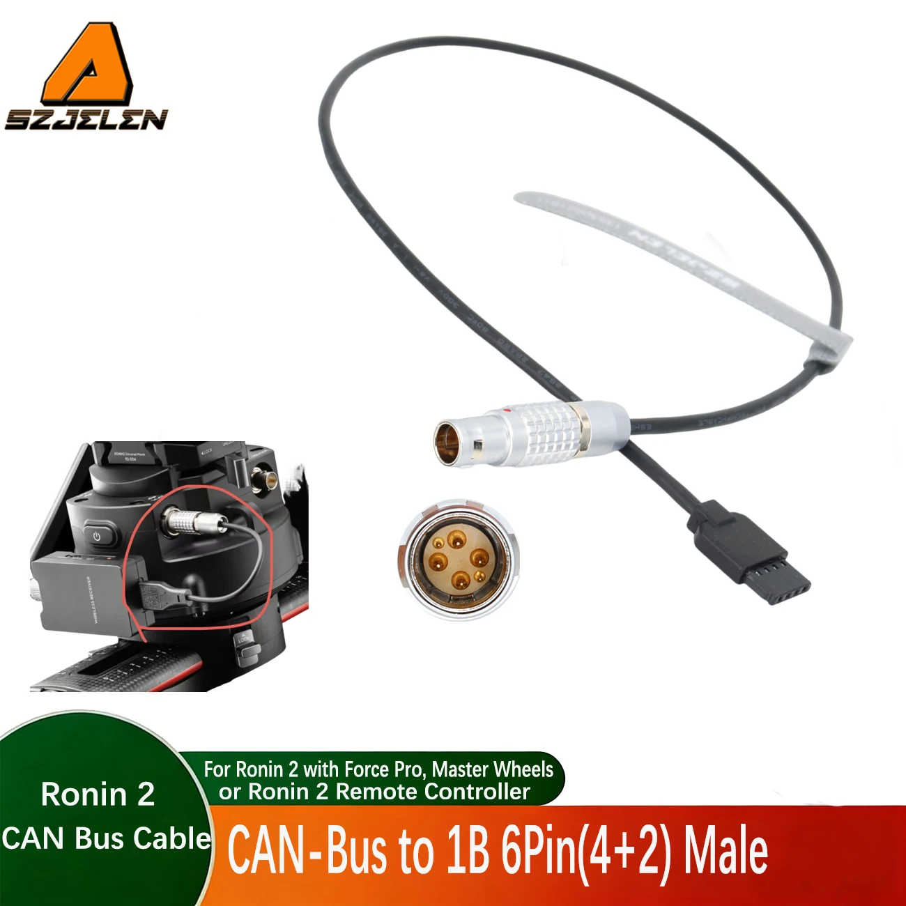 1PC 4-Pin CAN Cable to 1B 4+2 Pins Power Cable For DJI Wireless Receiver Connected to DJI RONIN 2 Remote Controller