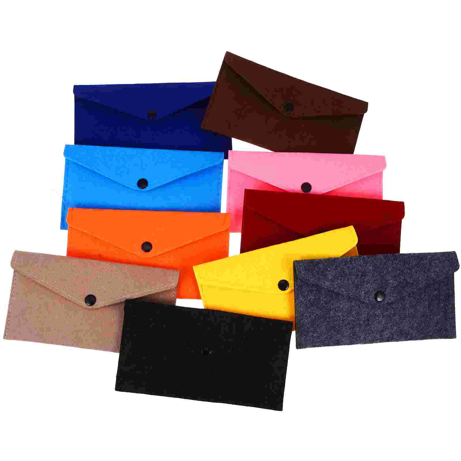 

10 Pcs Felt Envelope Snap Button Envelopes Small Bags Envelops Phone Storage Pockets Case