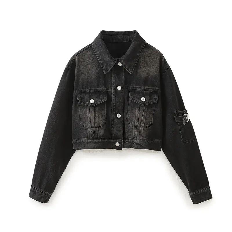 

Джинсовая куртка Waed с животным узором, широкие джинсы с высокой талией и поясом, модный комплект для женщин в 20-х и 30-х годов