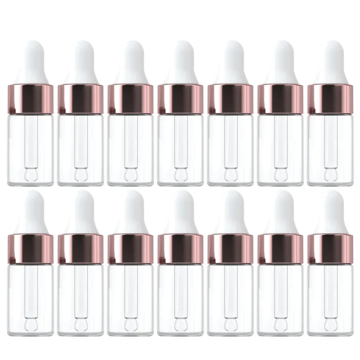 10/20pcs Mini Dropper Bottles Glass Empty Essential Oil Aromatherapy Bottles Rose Gold Cap Pipettes Bottles 1ml 2ml 3ml 5ml