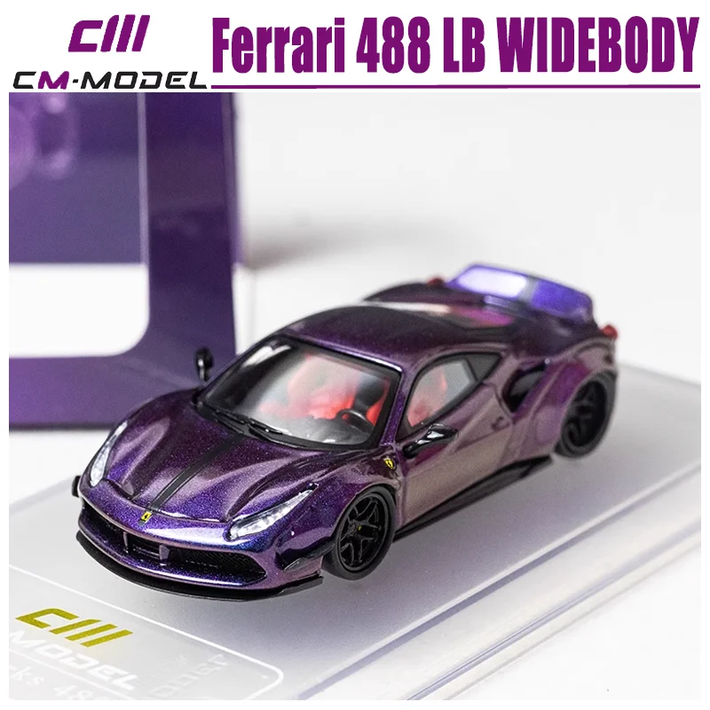 CM 1/64 Ferrari 488 LB WIDEBODY Colorful Purple Alloy Toy Motor Vehicle Diecast Metal Model Gifts