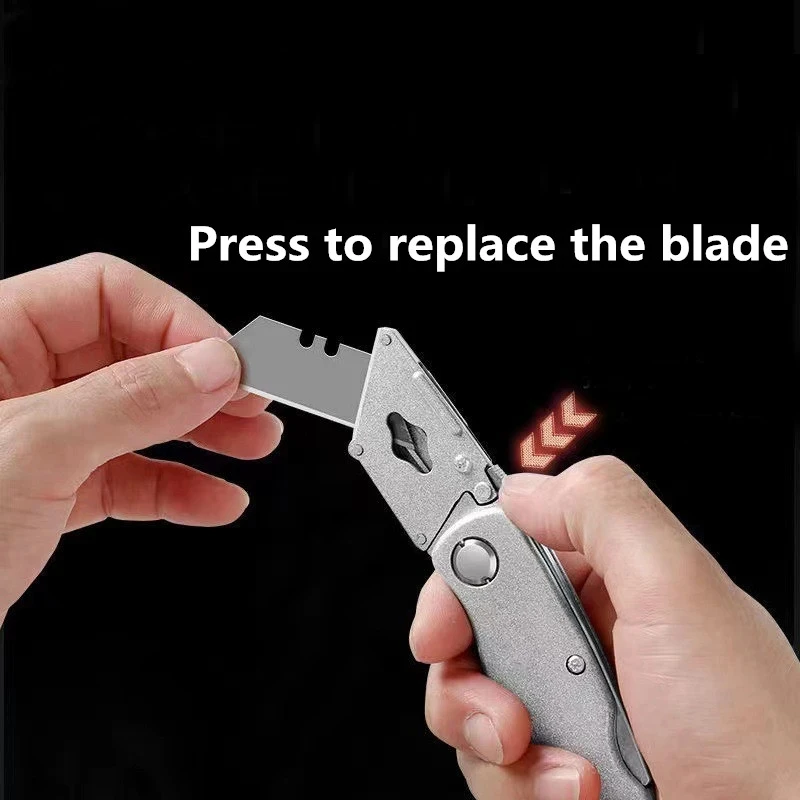 Portable Art Knife Folding Pocket Cutting Tools, Aluminum Body SK5 Blades Change Easy Box Cutter Professional Utility Tools нож