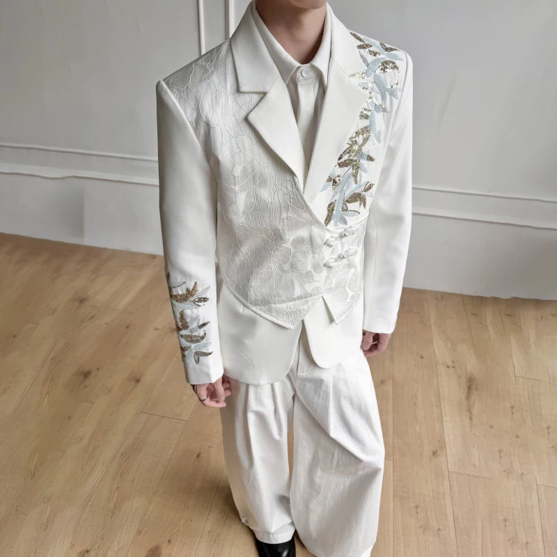 LUZHEN 2026 Autumn Embroidery Pattern Chinese Style Elegant Blazer Coat Men's Fashion Handsome High Quality Male Clothes JY8734
