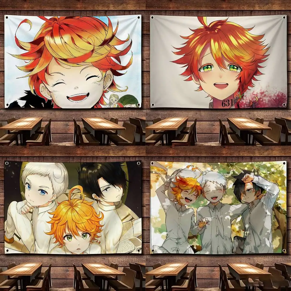 T-The Promised Neverland   Flags Wall Hanging Tapestry Outdoor Garage Room Decorative flag Background Blanket