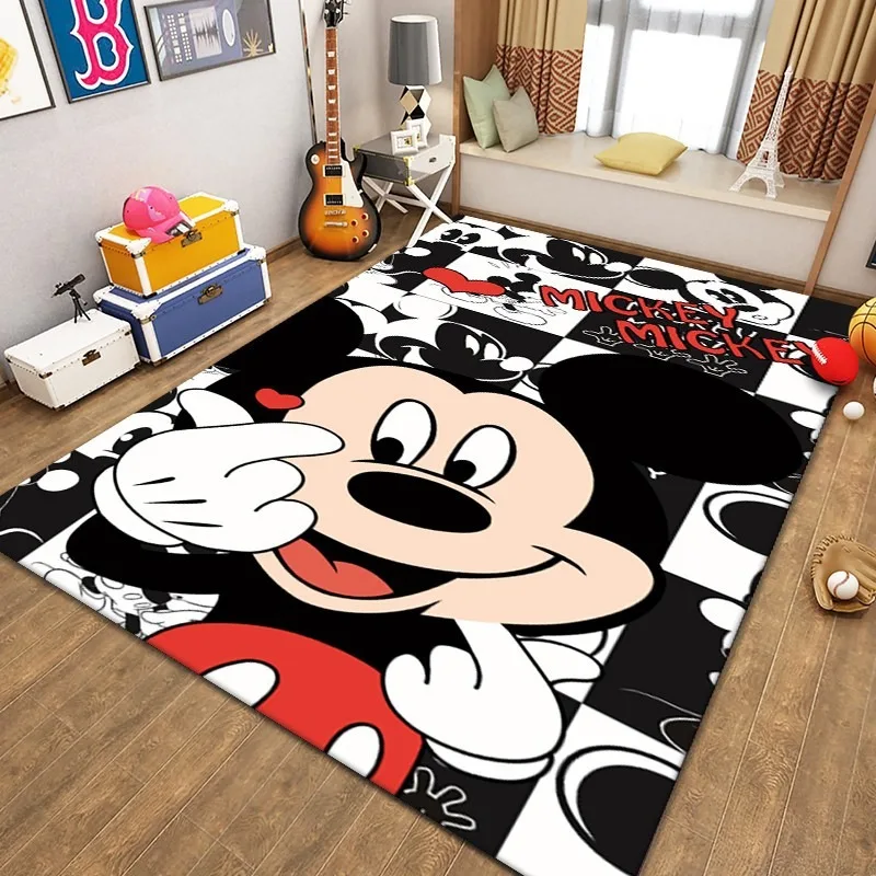 MINISO Disney Mickey Mouse Rug Kids Bedroom Carpet Living Room Non Slip Floor Mat Sofa Coffee Table Rugs for Home Decor Doormat