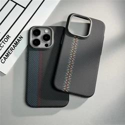 Geometric Carbon Fiber texture 3D Relief For Magsafe case For iphone 13 15 14 12 16 17 Pro Max Wireless Charging hard Case cover