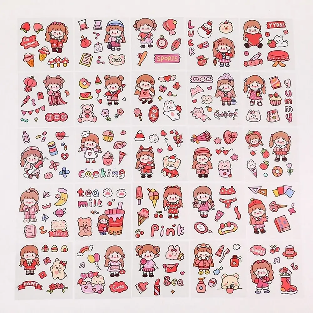 10/20/50Pcs Waterproof PVC Stickers Cute Cartoon Patterns DIY Notebook Decoration Transparent Scrapbook Decor