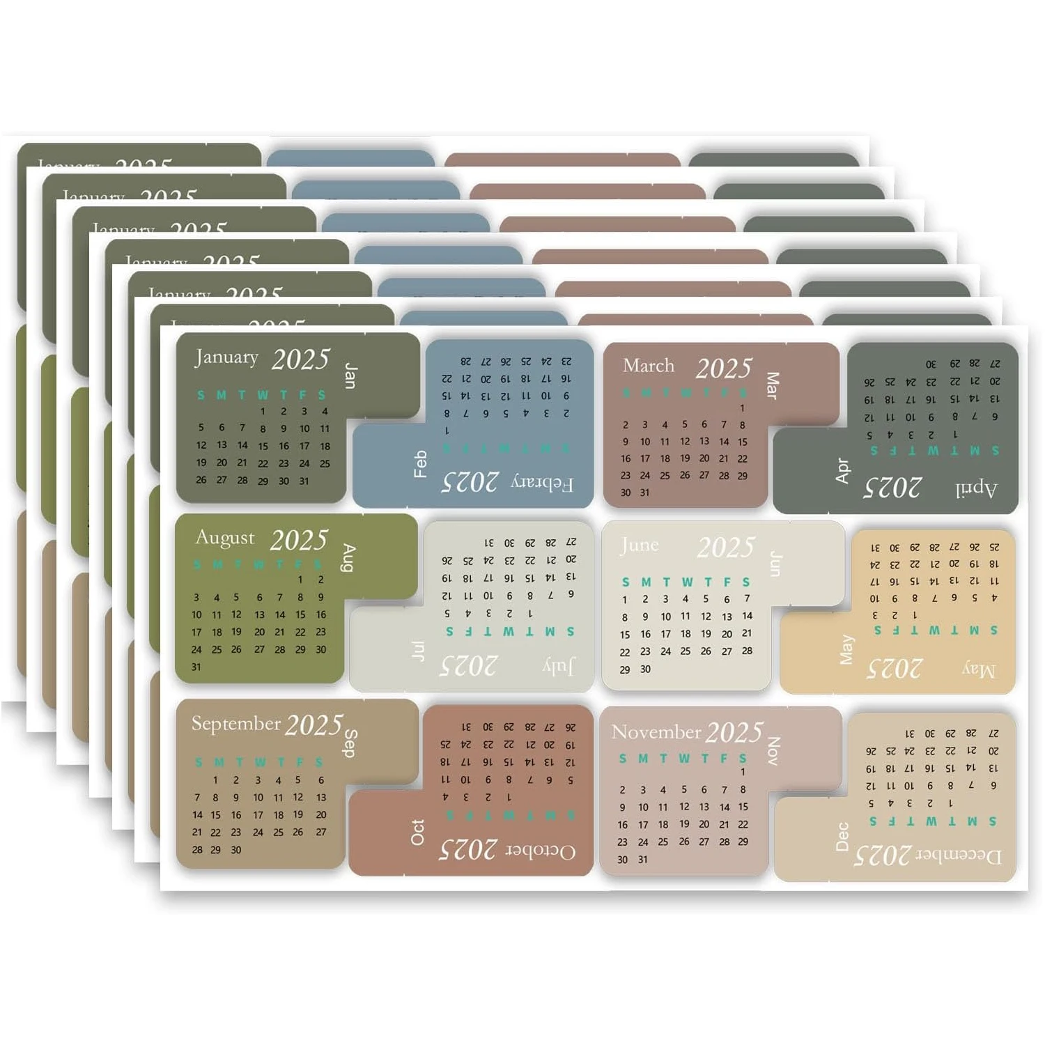 2025 Calendar Stickers 12 Sheets Colorful Monthly Index Tabs Planner Adhesive Divider Monthly Calendar Sticker Schedule Calendar