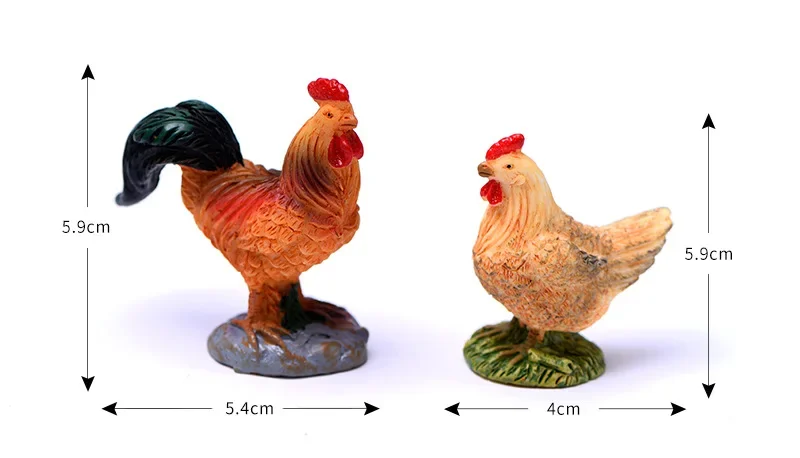 1PC Orange Cock Miniature Figurine Chicken Cartoon Rooster Animal Home Decor Decoration Cake Mini Fairy Garden Ornament Toy