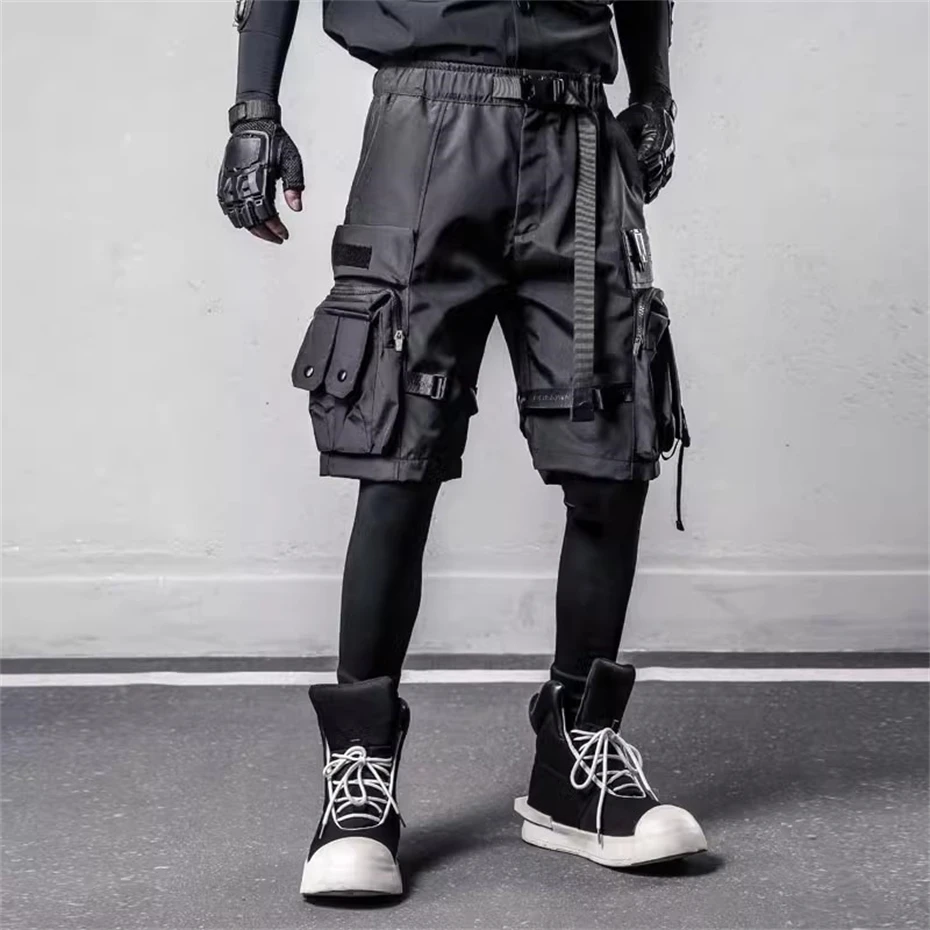 

Летние шорты-карго мужские тактические панк-шорты с несколькими карманами до колена уличная одежда в стиле хип-хоп с поясом дизайн повседневные шорты десантника