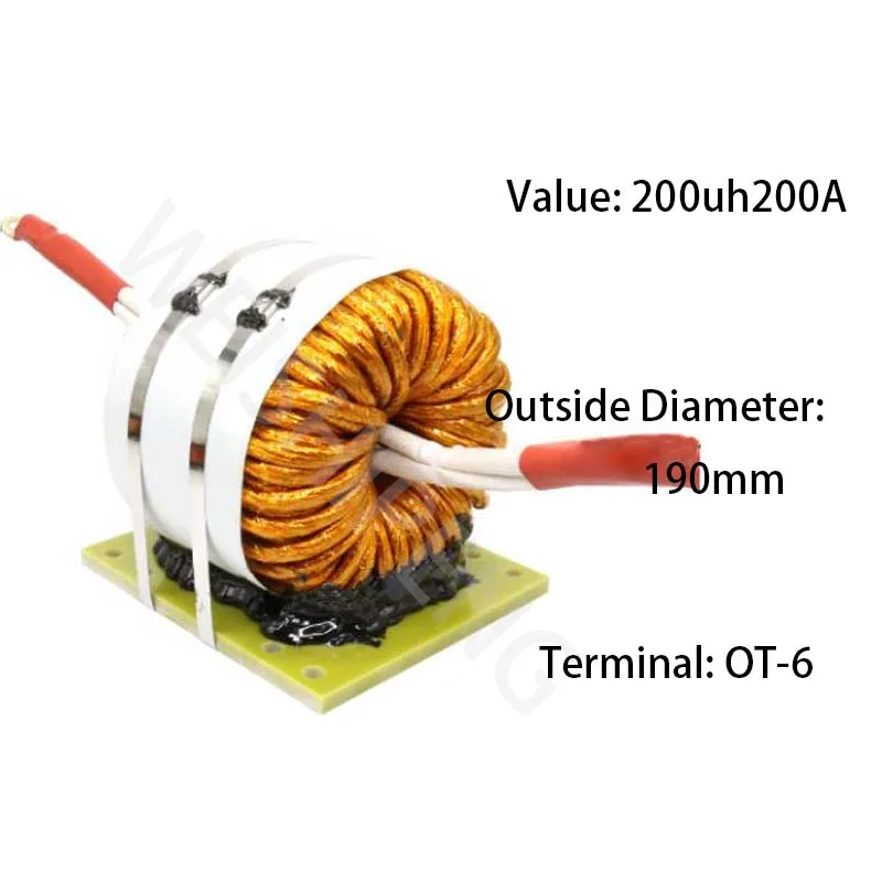 200uh200A Iron Silicon Aluminum High Current inductor With 520060 Leeds Wire-Silk Wrapped For Grid Connected Inverter