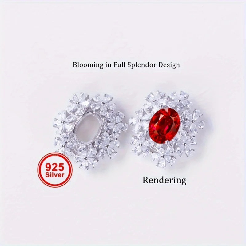 1pc 6*8mm 925 silver pendant setting, suitable for DIY necklace jewelry making