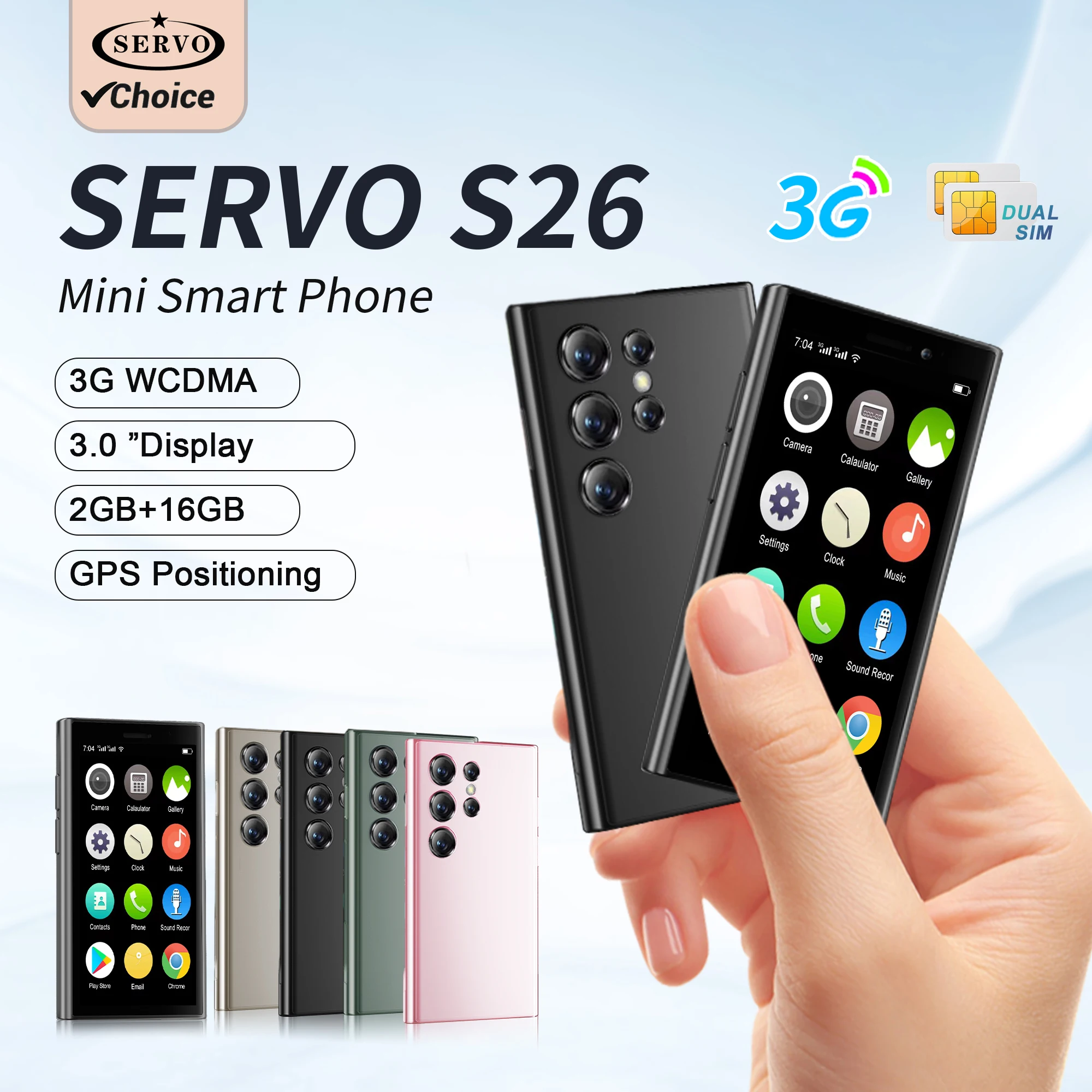 انخفاض سعر الجيل الثالث 3G WCDMA هاتف ذكي صغير 3.0 "عرض أندرويد 9.0 2GB RAM 16GB ROM Google Play Face Unlock هاتف محمول صغير ثنائي الشريحة #1