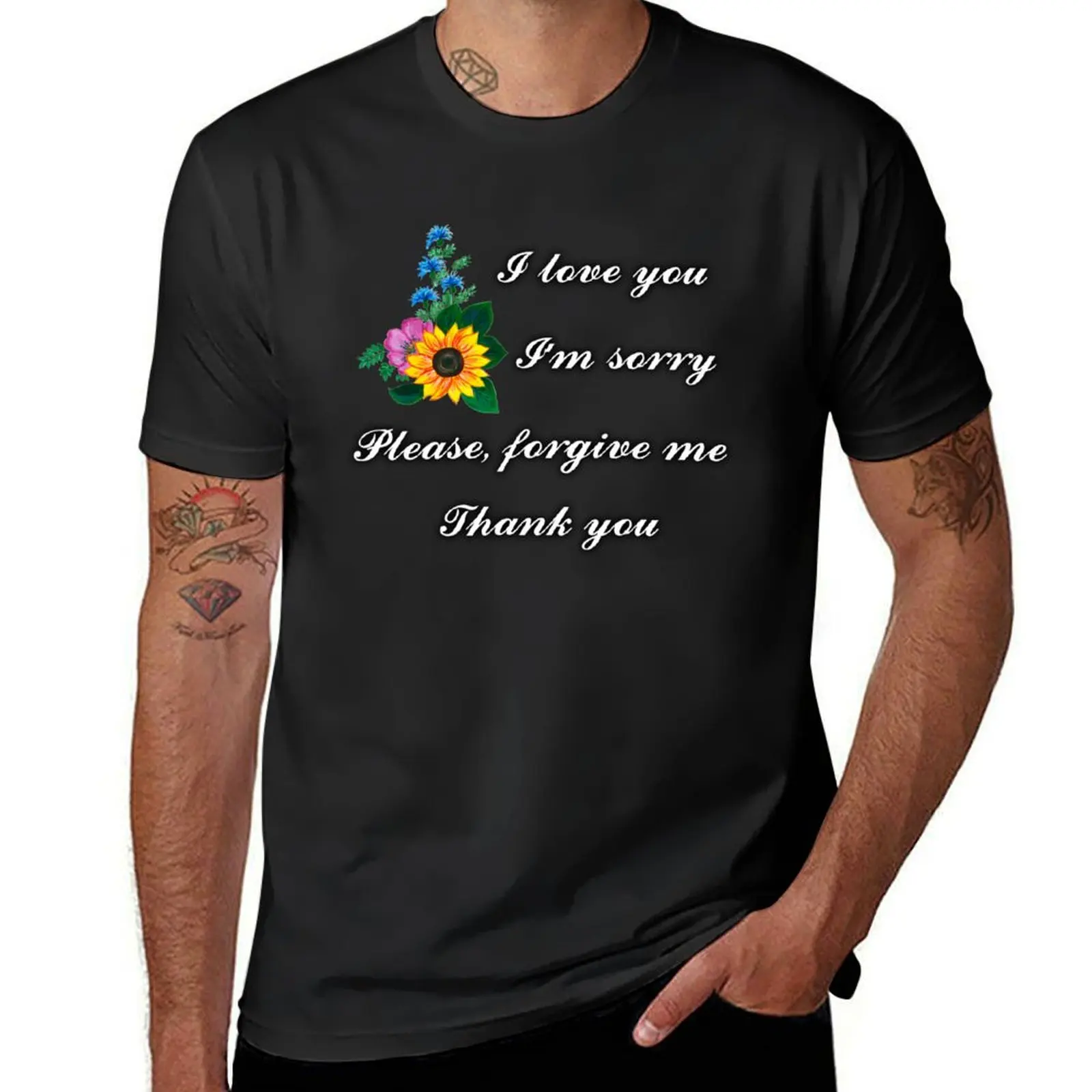 Ho'oponopono Phrases I love you Thank You T-Shirt customs design your own heavyweights tees black t-shirts for men