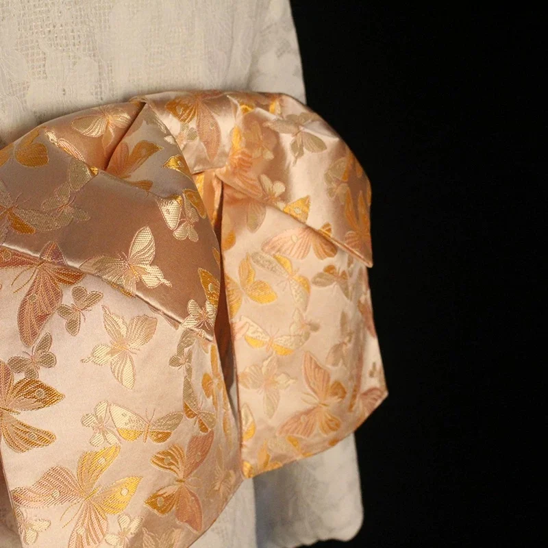 

Women Kimono Obi Belt Brocade Bow Knot Waistband Japanese Traditional Style Waist Belt